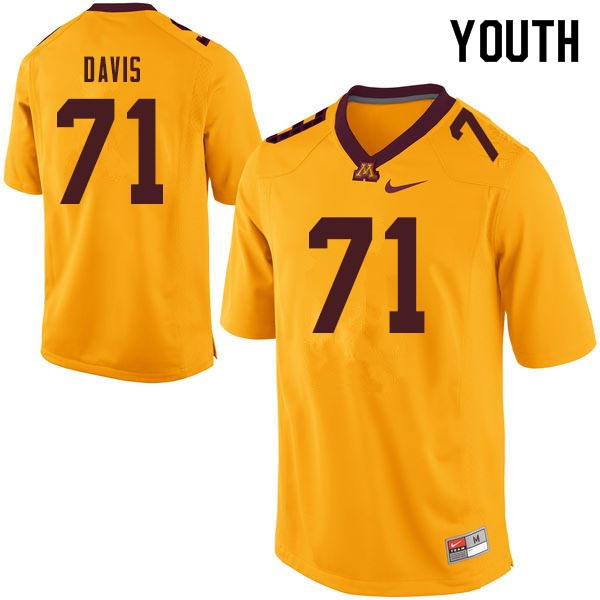 Youth #71 Ben Davis Minnesota Golden Gophers College Football Jerseys Sale-Gold - Click Image to Close